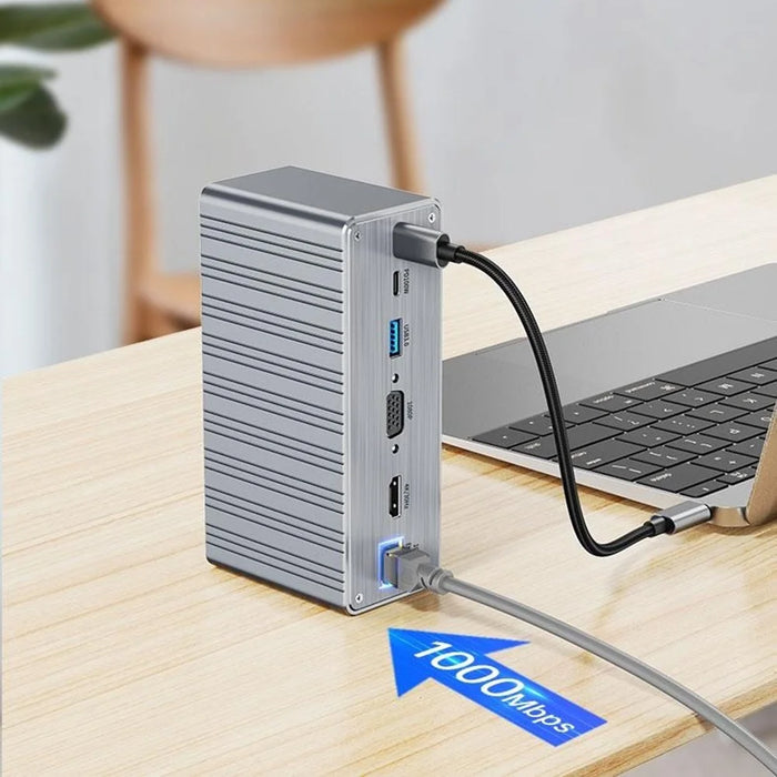 2428 Type-C Hub 13 in 1 Desktop Docking Station USB 3.0 Gigabit Ethernet HD VGA Adapter for Laptop - 6