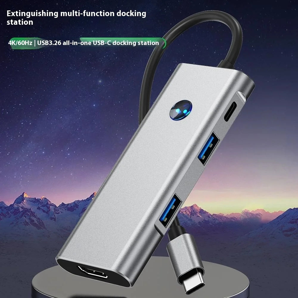 2426 USB Hub Type-C to 2 x USB3.2 + HD + PD 100W + 2 x USB-C3.2 One-Key Screen Off 6 in 1 Expansion Dock - 2