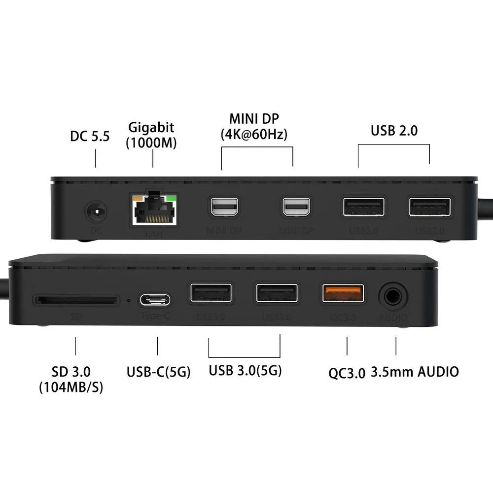 ONTEN SD11 12 In 1 Hub for Microsoft Surface Pro  /  Go  /  Laptop Docking Station 4K Mini DP Adapter - 2