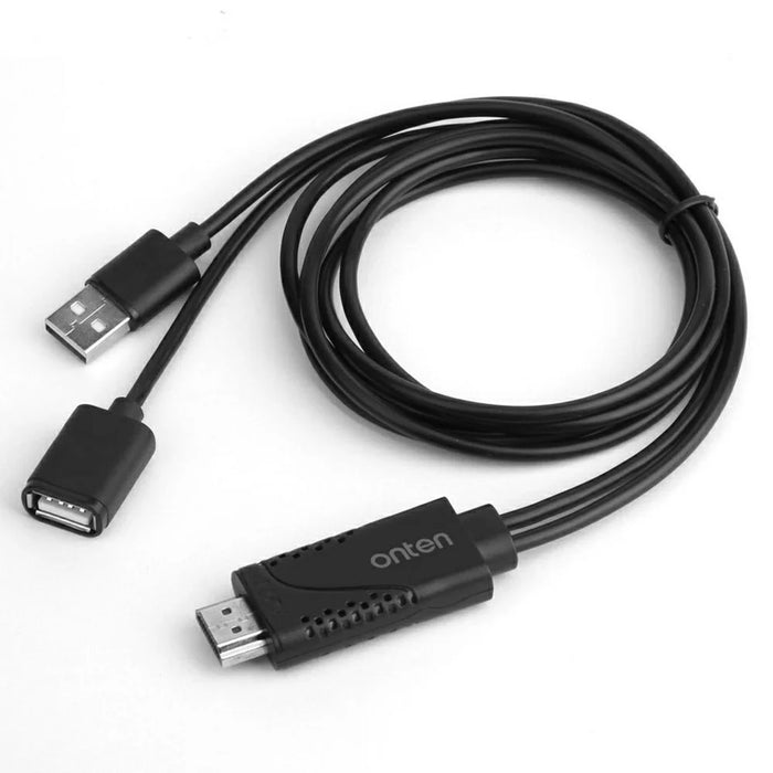 ONTEN OTN-7562S USB Male Power + USB2.0 Female to HD Adapter Cable Smartphone Screen Mirroring Cord - 2