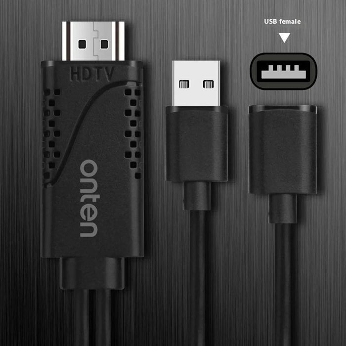 ONTEN OTN-7562S USB Male Power + USB2.0 Female to HD Adapter Cable Smartphone Screen Mirroring Cord - 7
