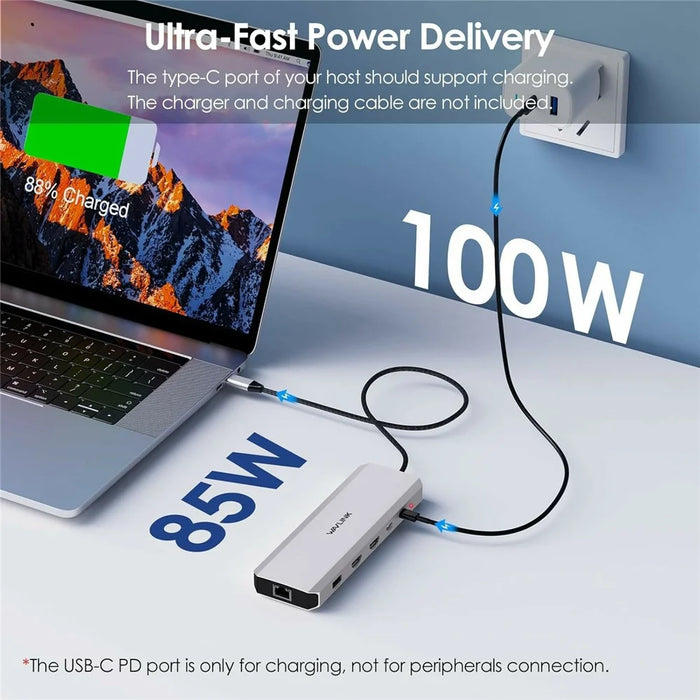 WAVLINK UMD309 10 in 1 USB-C Hub Dual HD 100W PD 10Gbps USB-A USB-C Docking Station - 7