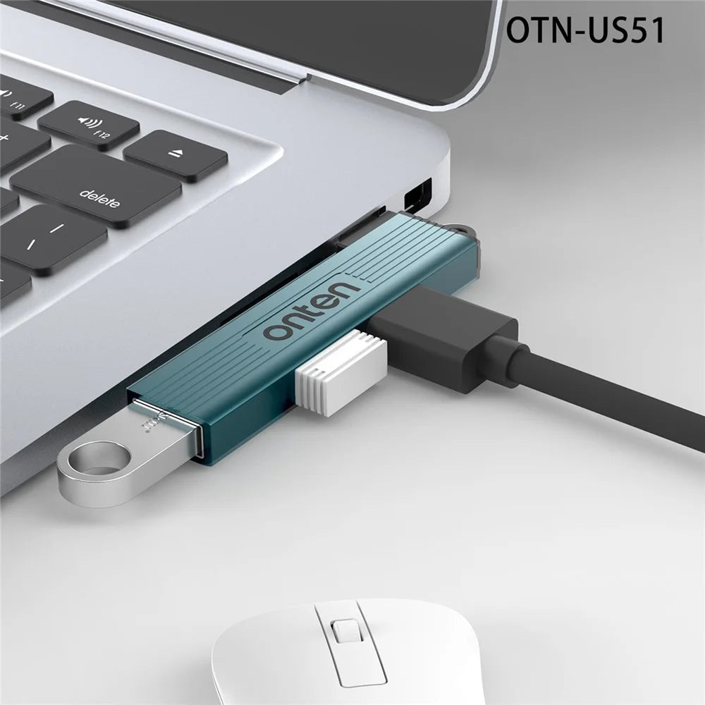 ONTEN OTN-US51 USB-A to 2xUSB 2.0 + USB3.0 Hub High Speed Data Transfer Aluminum Alloy Adapter - 4