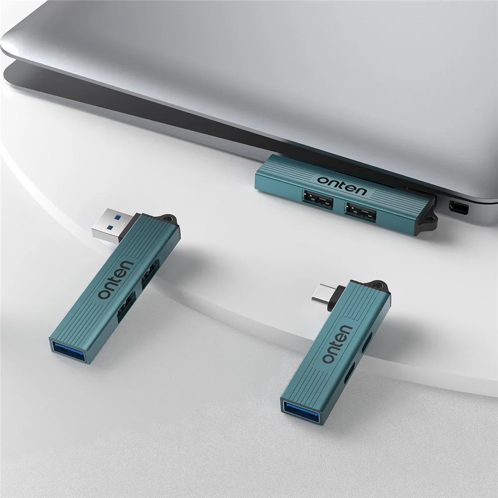 ONTEN OTN-US51 USB-A to 2xUSB 2.0 + USB3.0 Hub High Speed Data Transfer Aluminum Alloy Adapter - 5