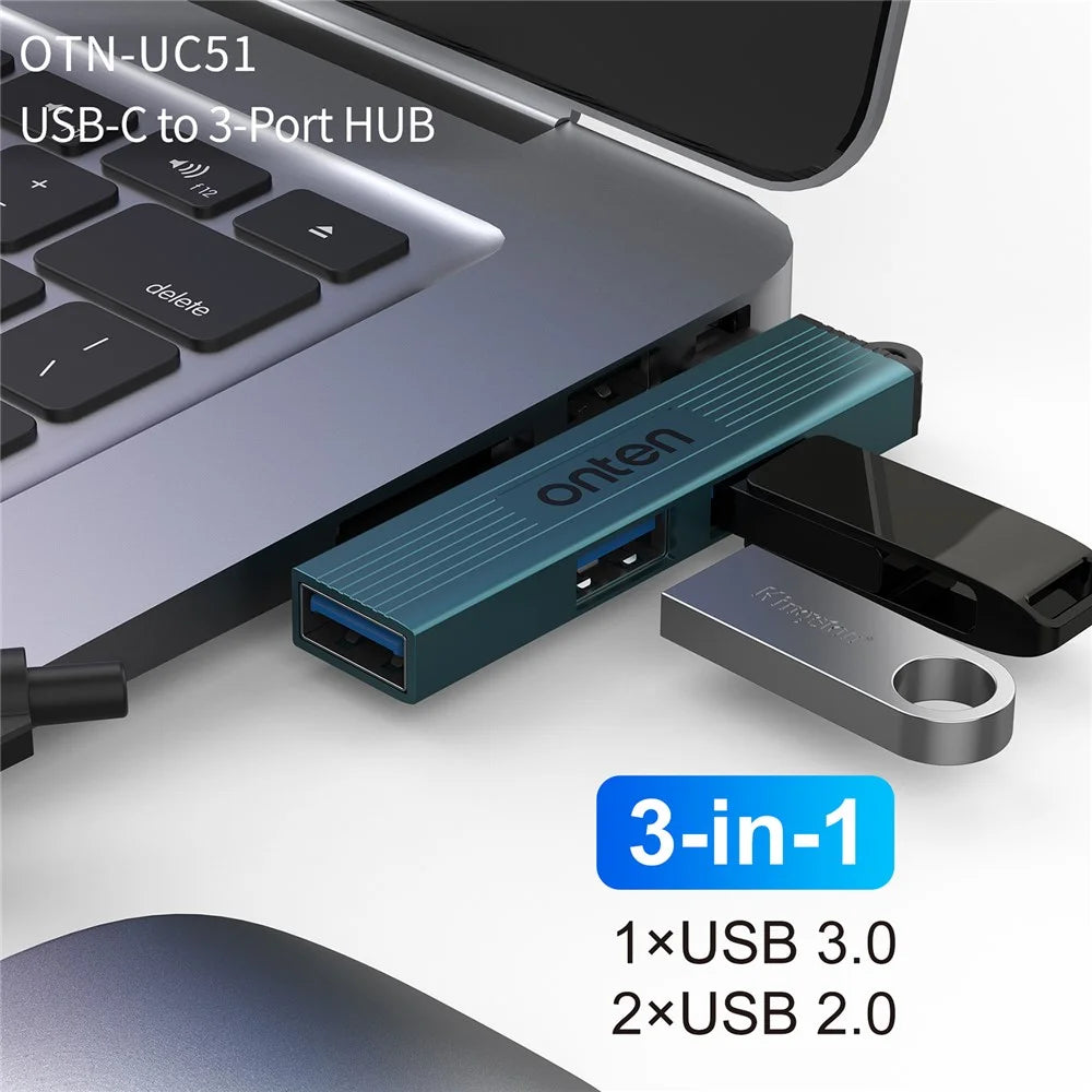ONTEN OTN-UC51 USB-C Hub USB3.0 + 2xUSB2.0 Splitter Expansion Adapter for Laptop Tablet Smartphone - 4