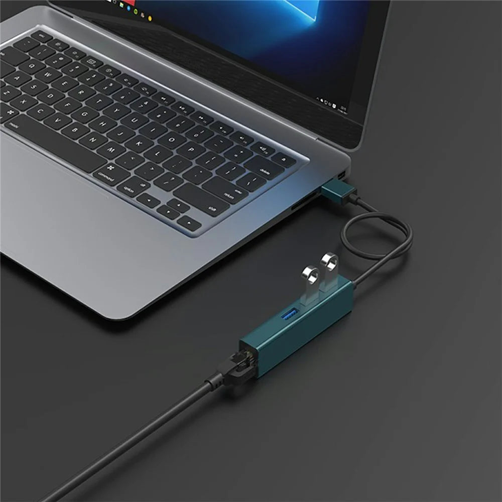 ONTEN 5221 4 in 1 USB Hub Ethernet Adapter 100Mbps Network Card 3xUSB 3.0 Expansion Dock - 7