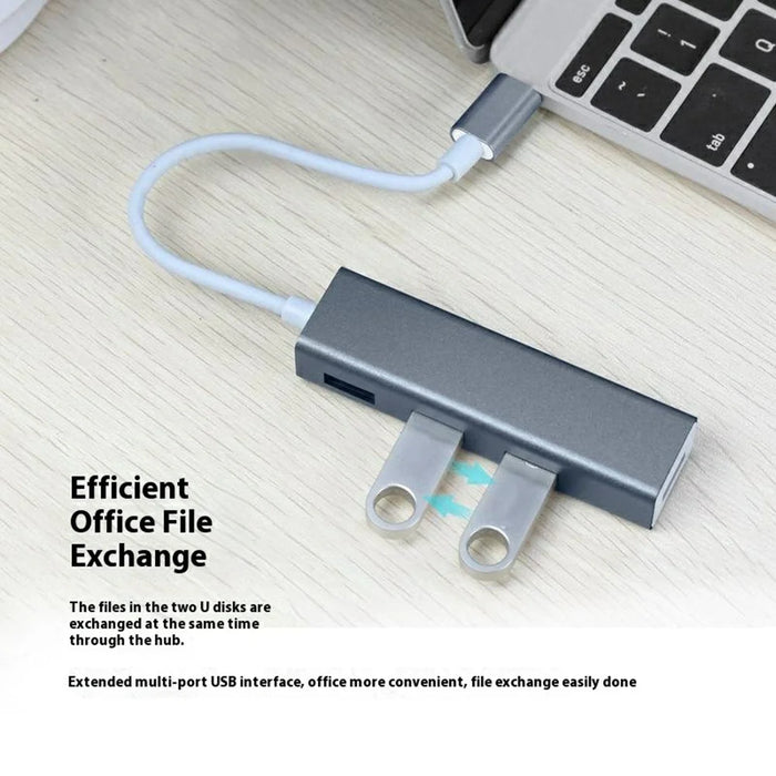 ONTEN 9596 4 Ports USB 3.0 Expansion Hub 5Gbps Data Transfer Type C to USB Splitter - Grey - 3
