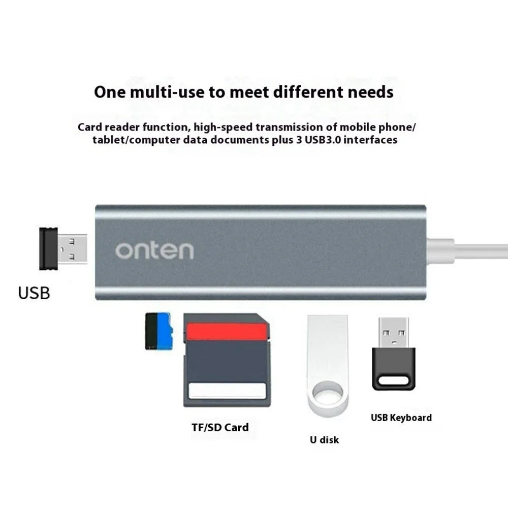 ONTEN 9597 Type C to USB 3.0 Hub 5 In 1 Aluminum Alloy Expansion Dock SD TF Card Reader - 2