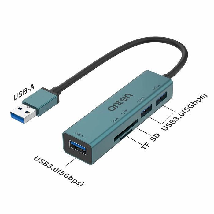 ONTEN 5223 5 in 1 USB 3.0 Hub Expansion Dock 3xUSB3.0 TF SD Card Reader Adapter - 4