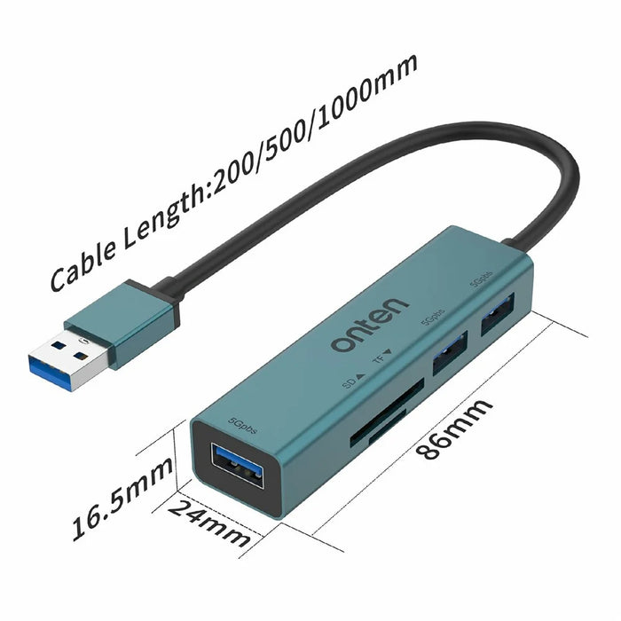 ONTEN 5223 5 in 1 USB 3.0 Hub Expansion Dock 3xUSB3.0 TF SD Card Reader Adapter - 6
