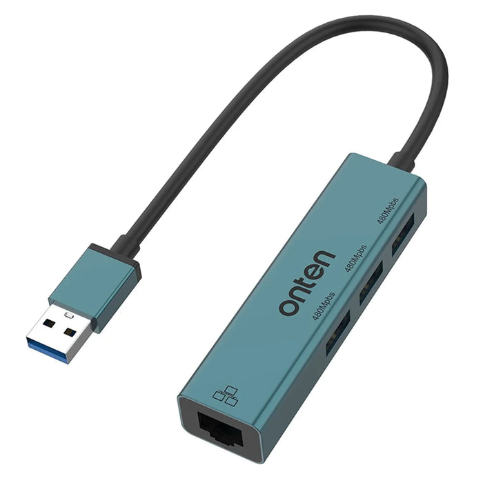 ONTEN 5226 4 in 1 USB Hub 100Mbps Network Card Ethernet Adapter 3 Port USB 2.0 Extension Dock - 1