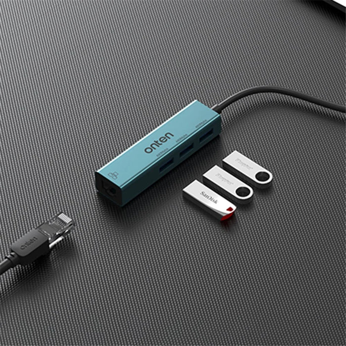 ONTEN 5226 4 in 1 USB Hub 100Mbps Network Card Ethernet Adapter 3 Port USB 2.0 Extension Dock - 4