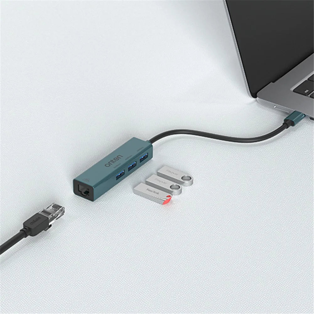 ONTEN 95226 Type-C to RJ45 + 3xUSB2.0 Ethernet Adapter USB Hub 4 in 1 Docking Station - 5