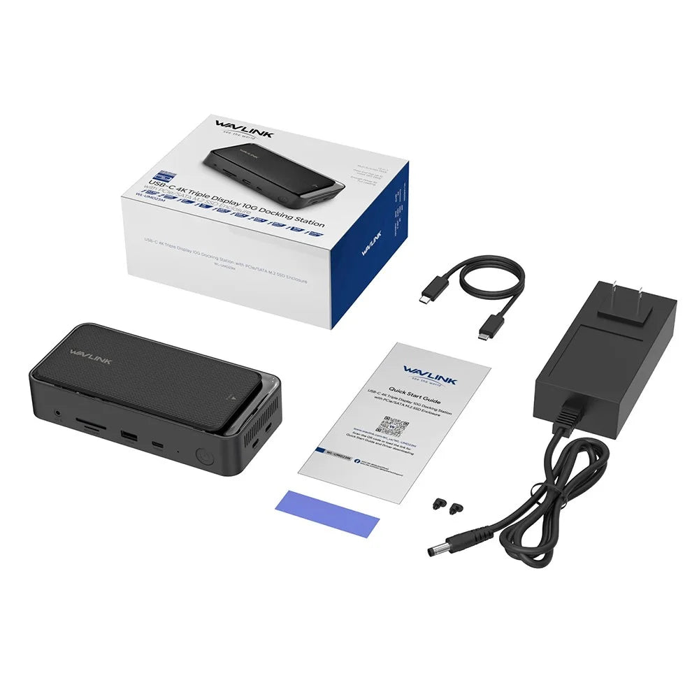 WAVLINK UMD23M 13 In 1 USB C Hub with 10Gbps M.2 Pcie / SATA SSD Enclosure Docking Station for Laptop Tablet - US Plug - 1