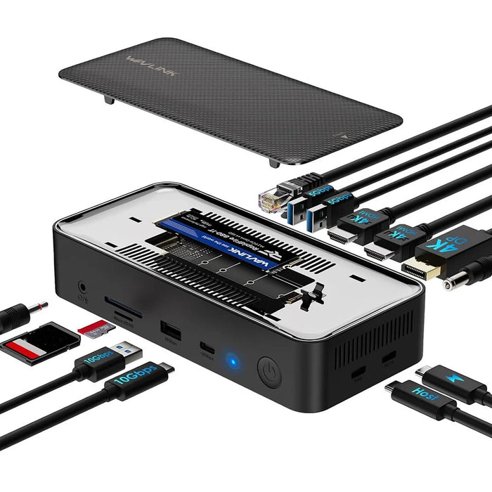 WAVLINK UMD23M 13 In 1 USB C Hub with 10Gbps M.2 Pcie / SATA SSD Enclosure Docking Station for Laptop Tablet - US Plug - 2