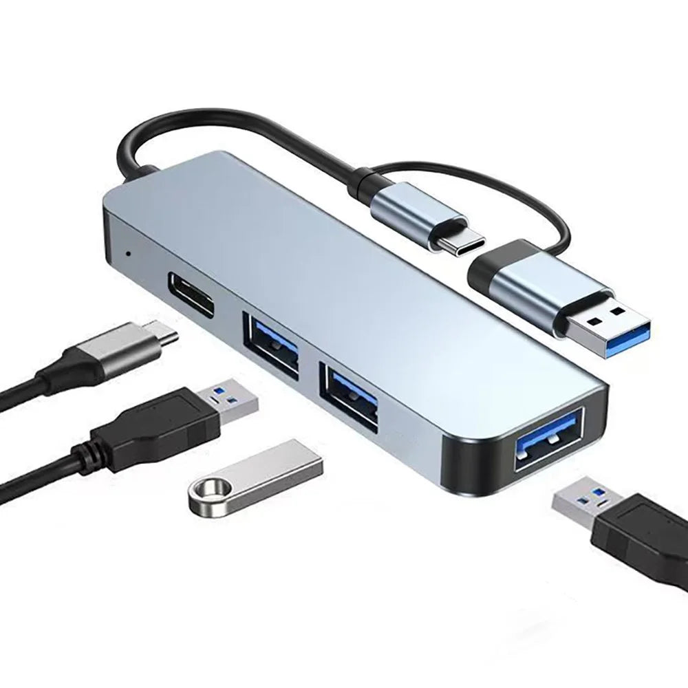 USB Type-C Dual Port Laptop PC Docking Station USB 3.0 Hub Multi-Port Splitter - 2