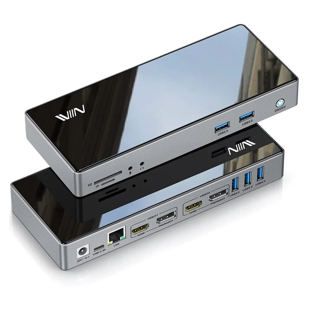 IVIIN IV-D6902 16 in 1 USB Docking Station with 5x USB 3.0 / HD / DP / Gigabit / SD and TF Card Reader, US Plug - 1