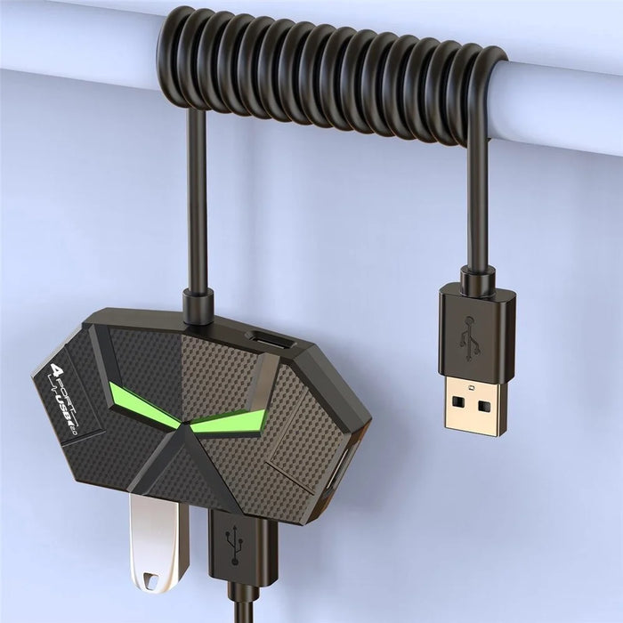 0.6m USB 2.0 Hub 7 Port Splitter Adapter with Power Delivery / RGB Ambient Light / Data Transfer for Laptop - Black - 5