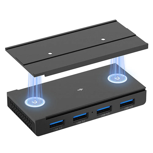 HST-4A-U3 USB Hub 4 Ports USB 3.0 Aluminum Alloy Magnetic Rail Extension Dock - Black - 1