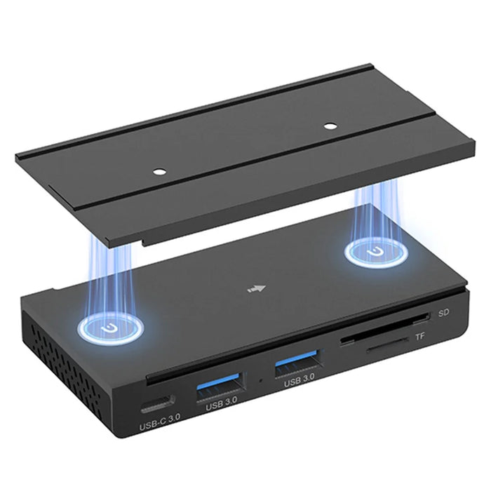 HST-2A1CTS USB Hub Magnetic Rail Expansion Dock 2 x USB3.0 + Type-C + SD TF Card Reader - Black - 1