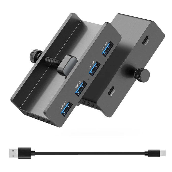 HCL-4A-Pro 4 Ports USB 3.0 Hub 5Gbps Data Transfer Driver Free Clip On External Dock Station - Black - 1