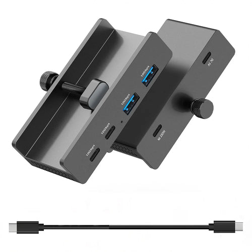YW-HCL-2A2C-Pro 4 Ports USB Hub 2 USB 3.1 + 2 Type C 3.1 10Gbps High Speed Data Transfer Clip On External Dock Station - Black - 1