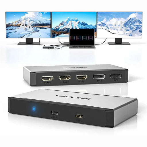 WAVLINK UG7701 100W PD Hub Adapter USB-C to HD / DisplayPort Docking Station Support 4K 60Hz - 2