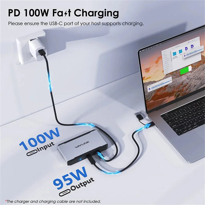 WAVLINK UG7701 100W PD Hub Adapter USB-C to HD / DisplayPort Docking Station Support 4K 60Hz - 3