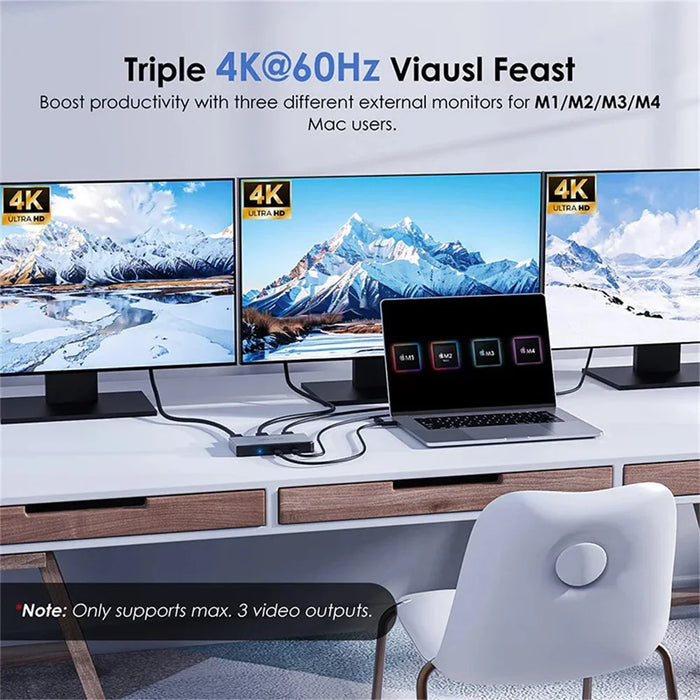 WAVLINK UG7701 100W PD Hub Adapter USB-C to HD / DisplayPort Docking Station Support 4K 60Hz - 5