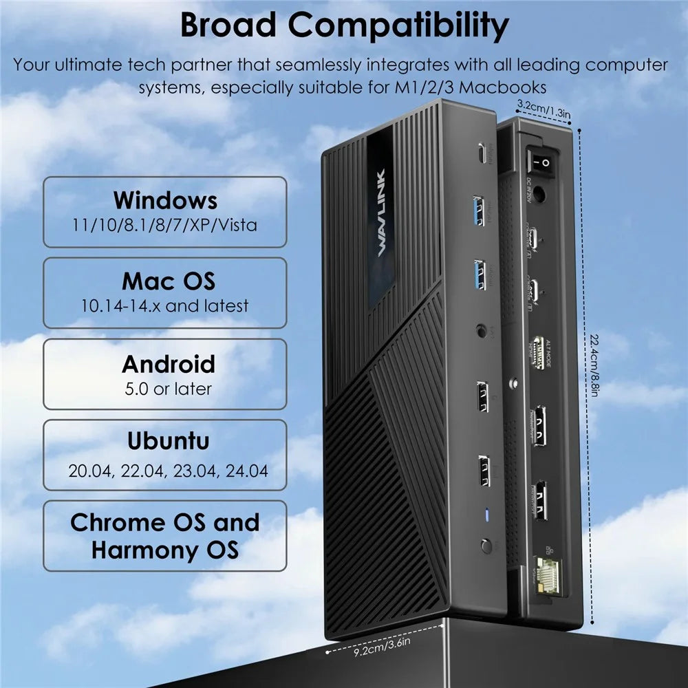 WAVLINK UG69PD27 DisplayLink 4K Monitor Docking Station USB-C KVM Exchanger Hub Adapter - US Plug - 5