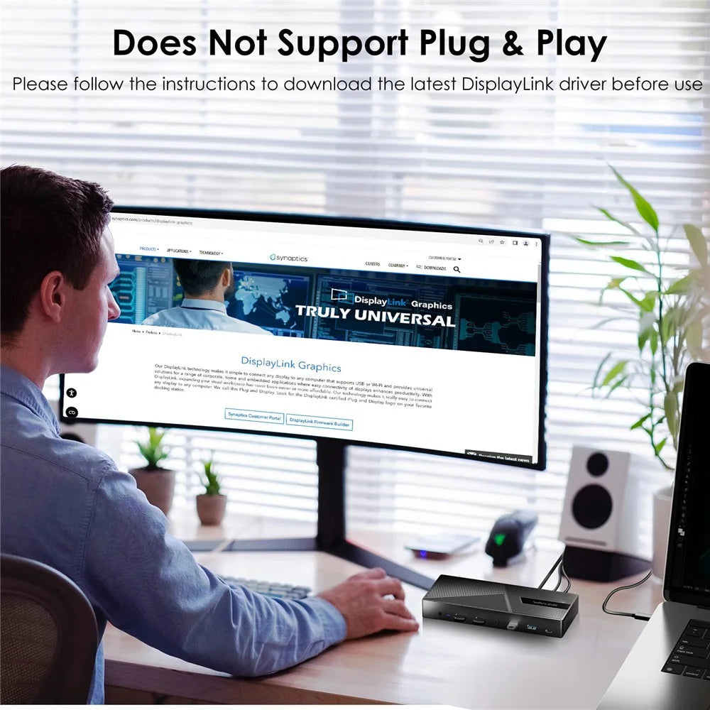 WAVLINK UG69PD27 DisplayLink 4K Monitor Docking Station USB-C KVM Exchanger Hub Adapter - US Plug - 7