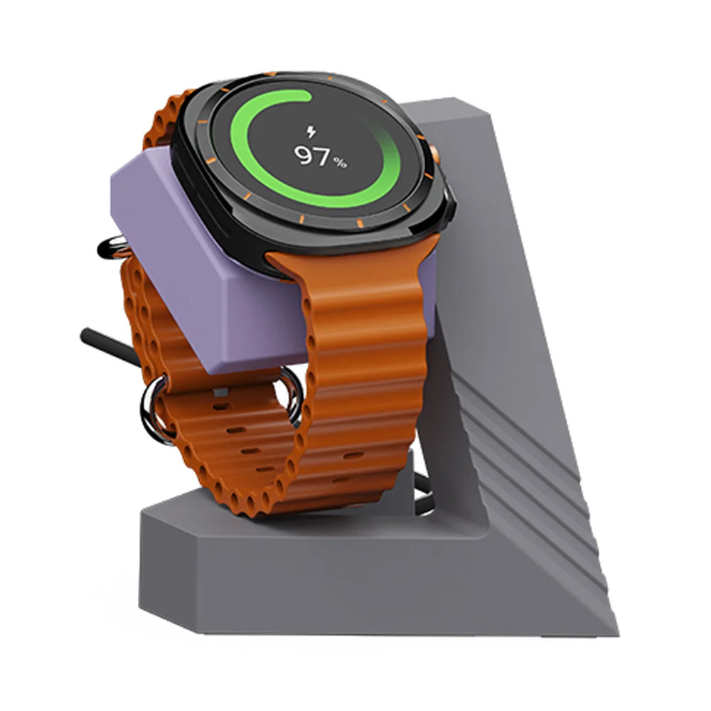 SIKAI Silicone Charging Stand for Samsung Galaxy Watch8 Ultra / Watch7 / Watch6 / Watch6 Classic Wireless Charging Station - Lavender+Elegant Gray - 1