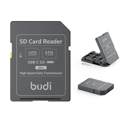 BUDI CP582B Multifunctional SD / TF Card Reader with 4 SD Slots and 8 TF Slots 5Gbps High Speed Memory Card Reader - 1