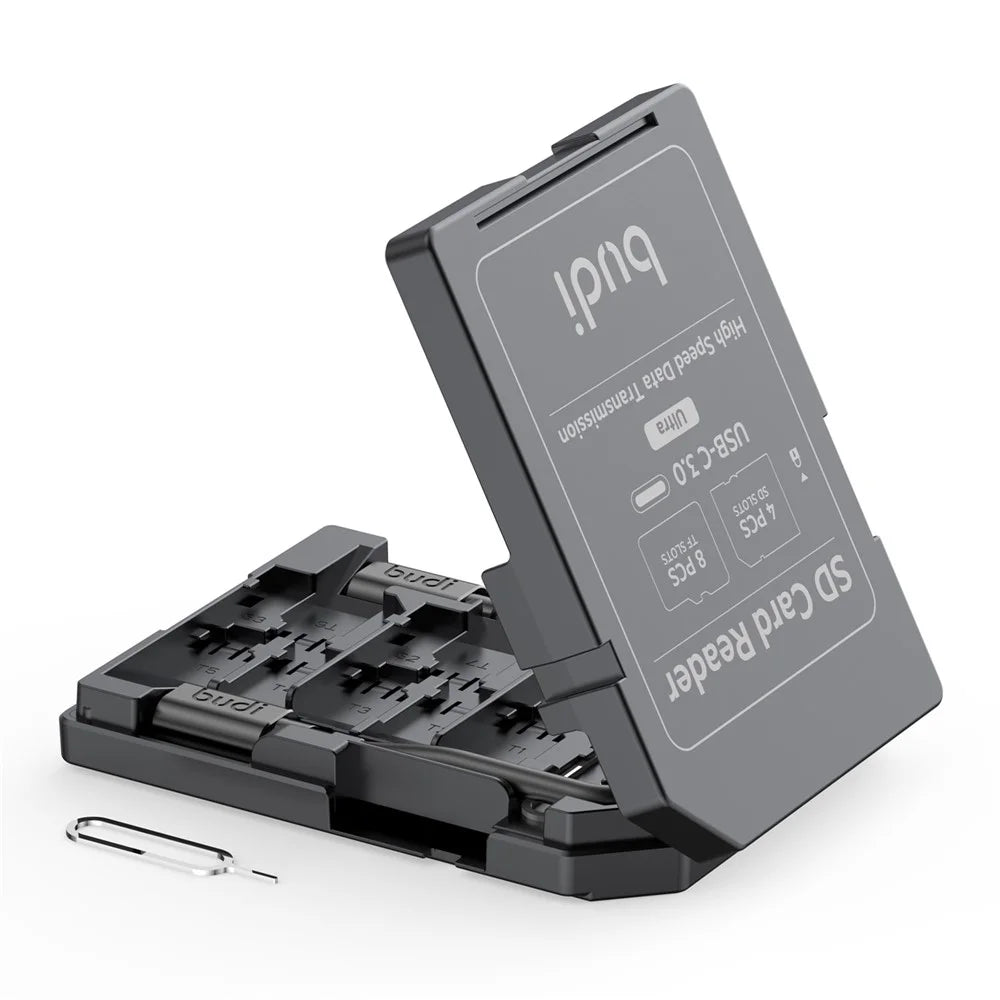 BUDI CP582B Multifunctional SD / TF Card Reader with 4 SD Slots and 8 TF Slots 5Gbps High Speed Memory Card Reader - 5