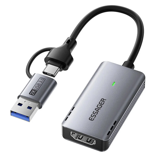 ESSAGER ECJK2K-HC0G-Z 4K 60Hz HD Video Capture Card USB 3.0 2 in 1 Interface Plug and Play Capture Card with Cable - 1