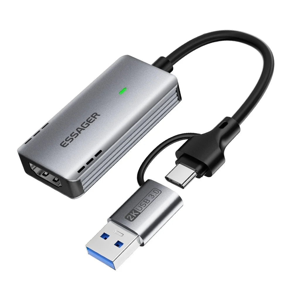 ESSAGER ECJK2K-HC0G-Z 4K 60Hz HD Video Capture Card USB 3.0 2 in 1 Interface Plug and Play Capture Card with Cable - 3