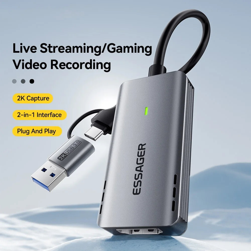 ESSAGER ECJK2K-HC0G-Z 4K 60Hz HD Video Capture Card USB 3.0 2 in 1 Interface Plug and Play Capture Card with Cable - 5