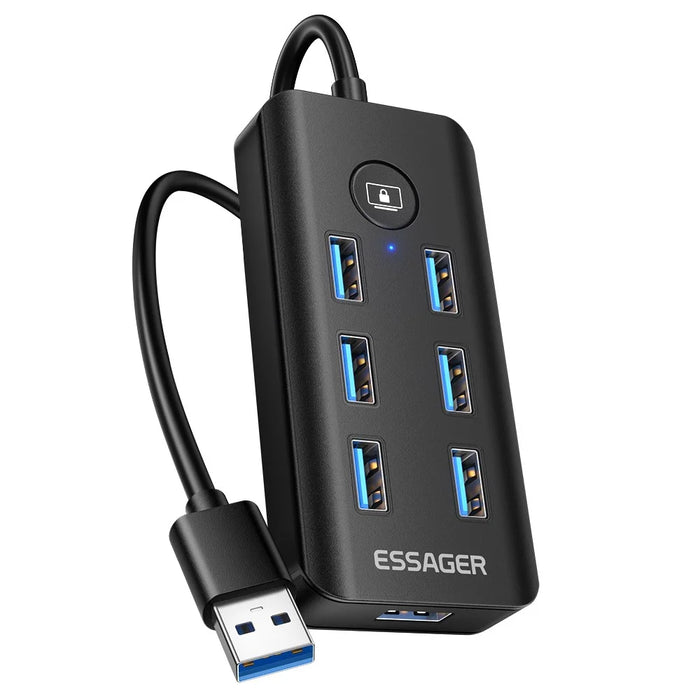 ESSAGER 7 in 1 USB 3.0 Hub For PC  /  Laptop  /  MacBook High Speed Data Transfer Multi Port Expansion - 1