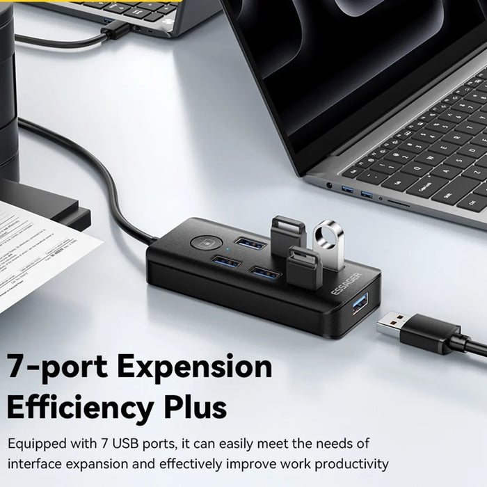 ESSAGER 7 in 1 USB 3.0 Hub For PC  /  Laptop  /  MacBook High Speed Data Transfer Multi Port Expansion - 3