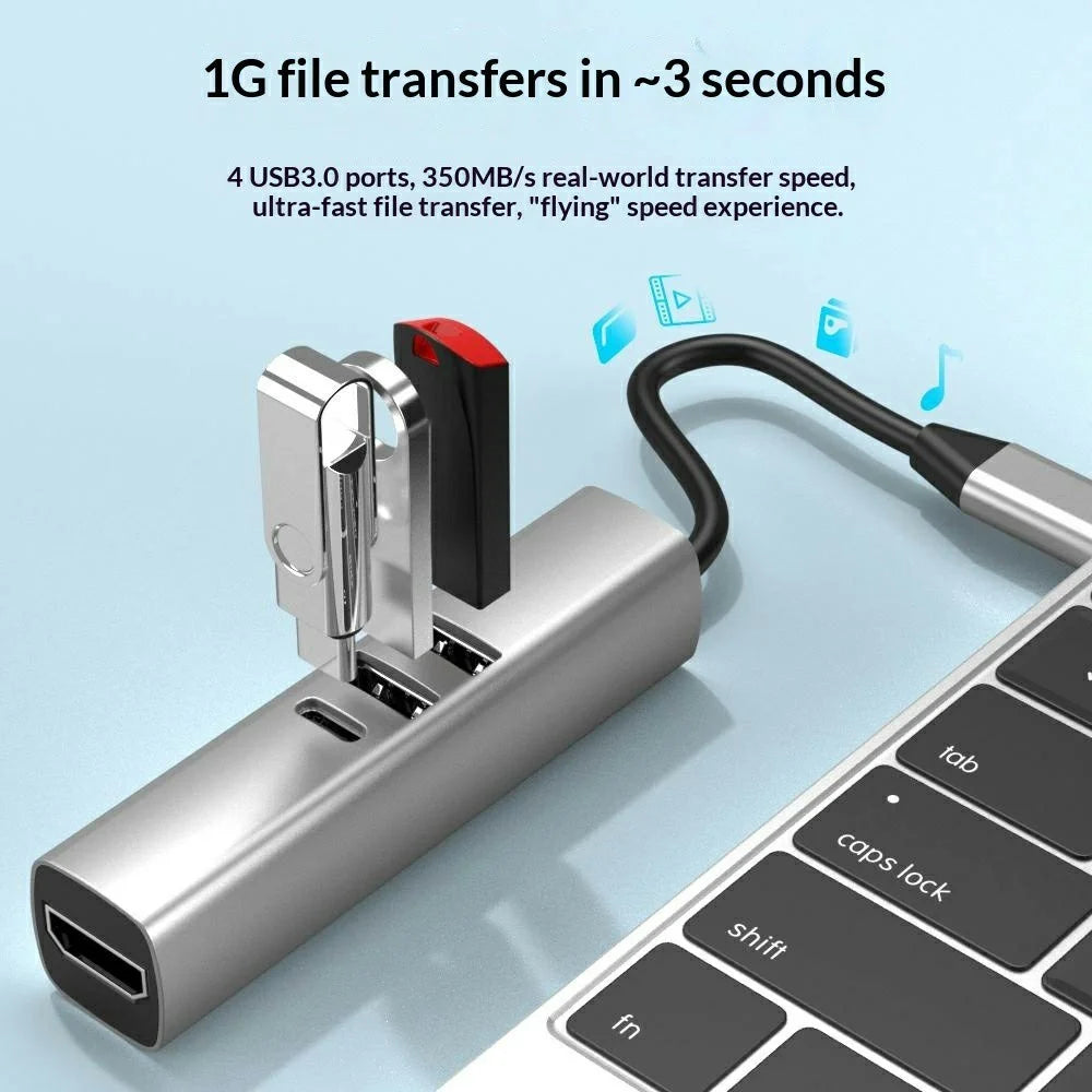 7 in 1 Type C to HDTV Portable Dock USB 3.0 Hub 100W PD Fast Charging 4K Display SD / TF Card Reader - 6