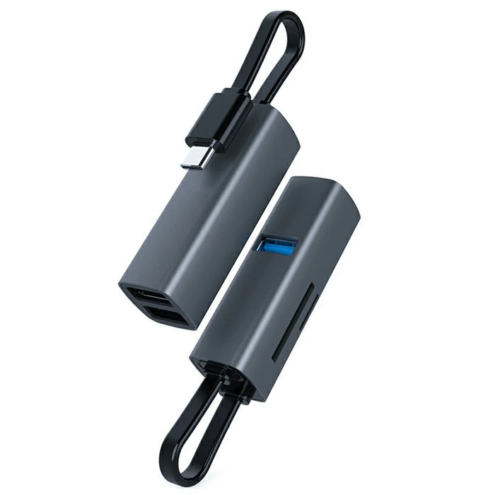 TYS-5U-C Type C Docking Station 5 in 1 USB 3.0 Hub Portable Adapter for Mouse / Keyboard / U Disk / SD / TF Card Compatible with Windows / MacOS / Linux / Android Devices - Tarnish - 1