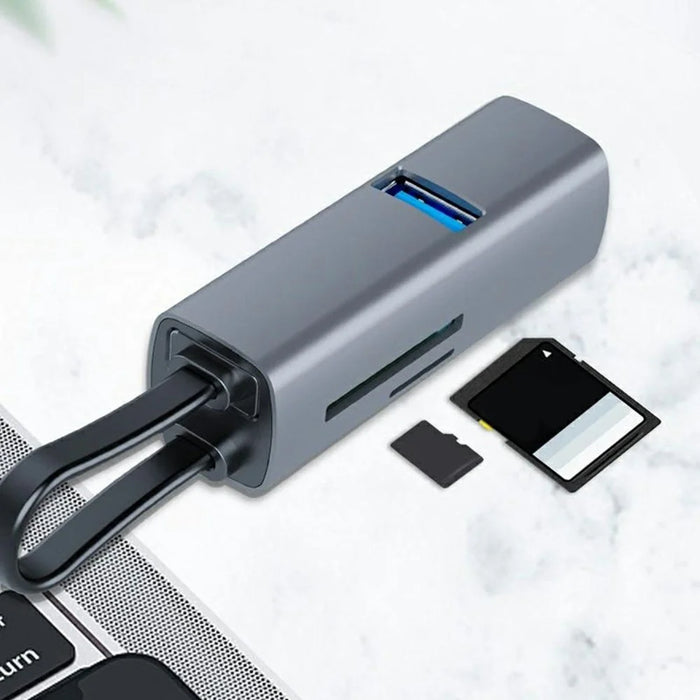 TYS-5U-C Type C Docking Station 5 in 1 USB 3.0 Hub Portable Adapter for Mouse / Keyboard / U Disk / SD / TF Card Compatible with Windows / MacOS / Linux / Android Devices - Tarnish - 3
