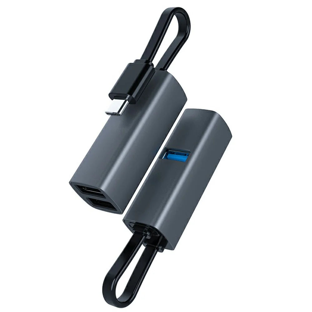 TYS-3U-C 3 in 1 USB 3.0 Hub Adapter Portable Type-C Docking Station Support Mouse Keyboard Flash Drive Compatible Windows  /  MacOS  /  Linux - Tarnish - 1