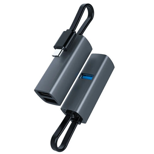 TYS-3U-C 3 in 1 USB 3.0 Hub Adapter Portable Type-C Docking Station Support Mouse Keyboard Flash Drive Compatible Windows  /  MacOS  /  Linux - Tarnish - 1