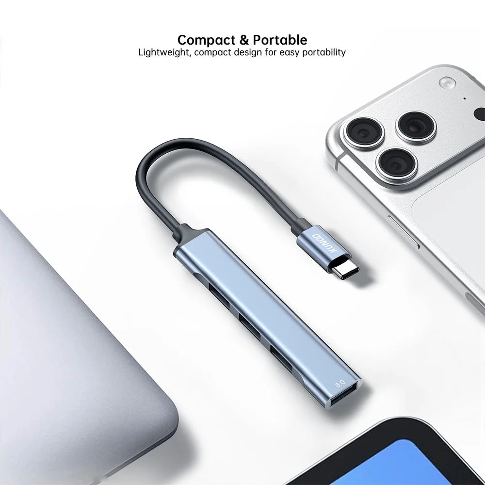 XUNDD XDDC-069 Aluminum Alloy Expansion Dock 4 in 1 USB Hub Data Transfer Multi-Port Adapter - Type-C - 5