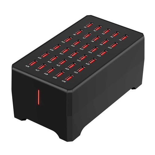 WT-268 30-Port USB Charging Station 150W High Power Fast Charger Desktop Charging Hub - US Plug - 1