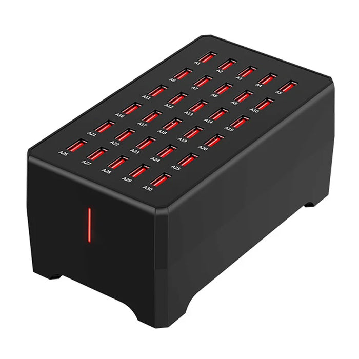 WT-268 30-Port USB Charging Station 150W High Power Fast Charger Desktop Charging Hub - US Plug - 1