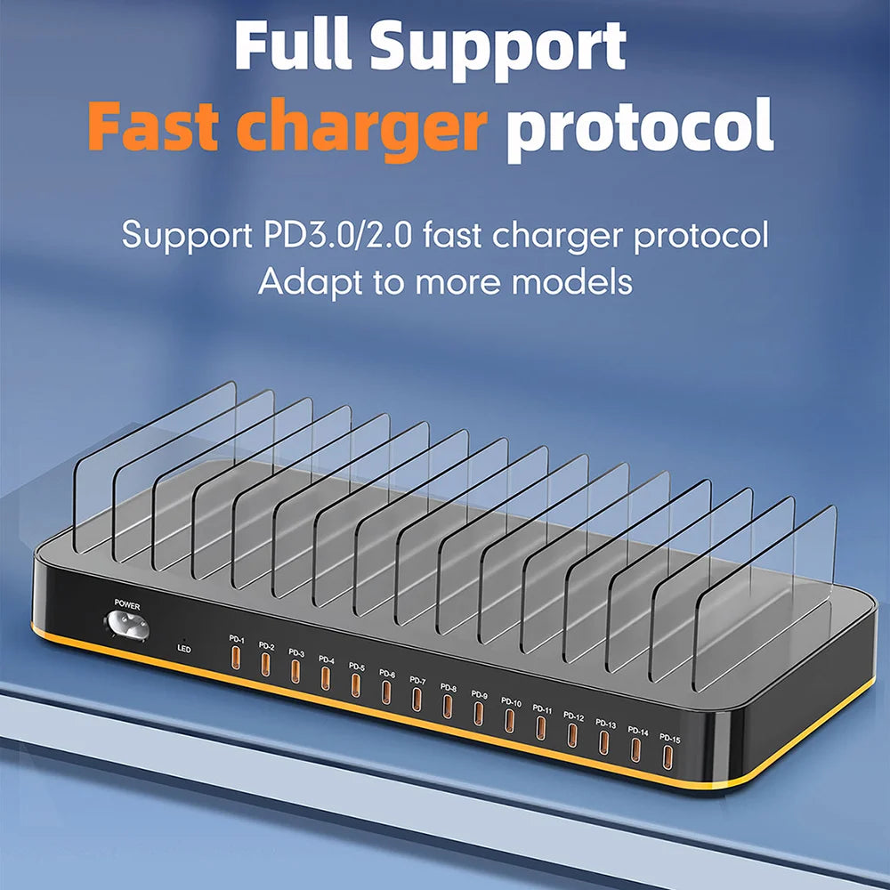 WLX-815C 360W High Power Multi-Port Charging Station PD Fast Charger Desktop Stand - 2