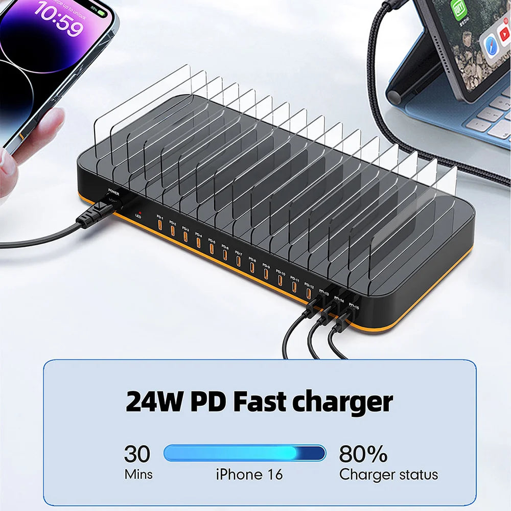 WLX-815C 360W High Power Multi-Port Charging Station PD Fast Charger Desktop Stand - 3