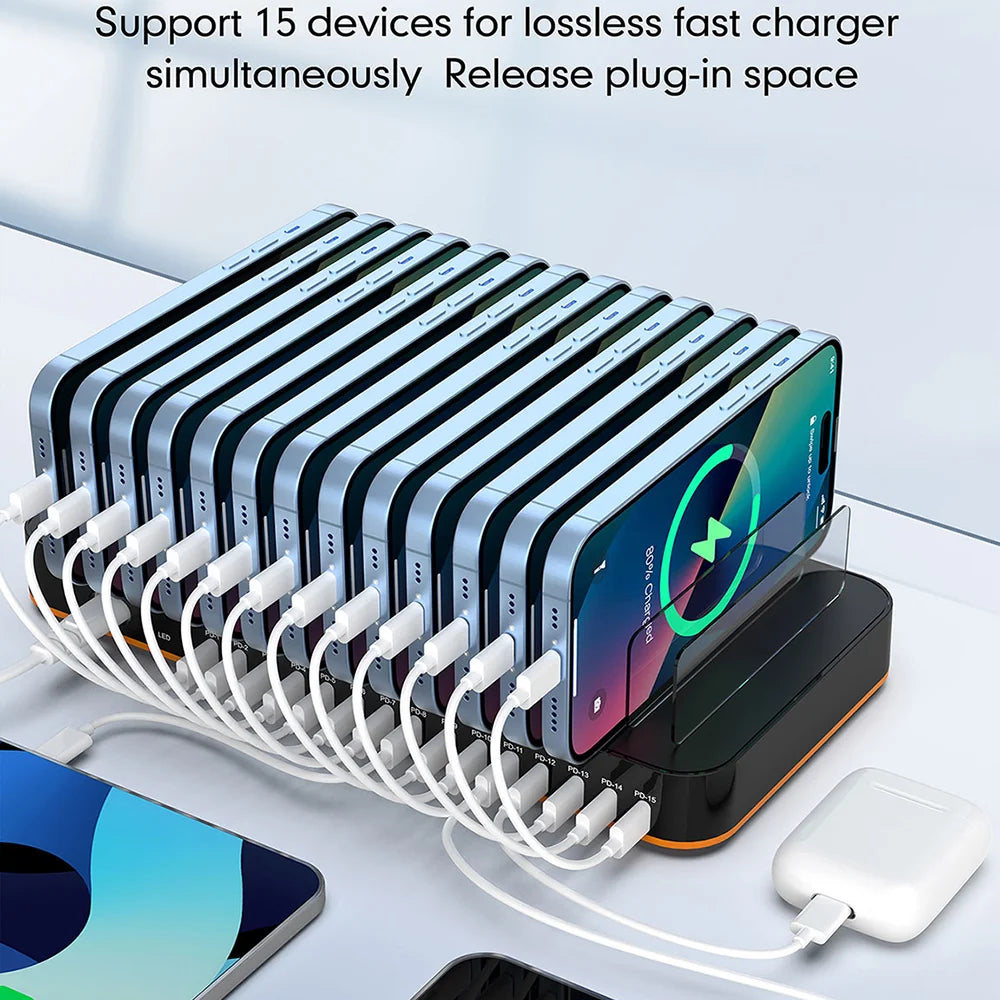 WLX-815C 360W High Power Multi-Port Charging Station PD Fast Charger Desktop Stand - 4